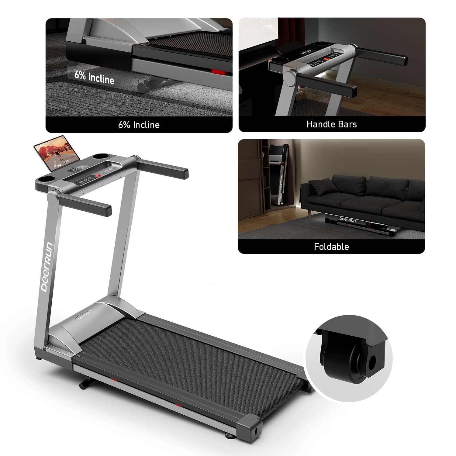 DeerRun A1 Pro Folding Smart Treadmill #Color_Silver