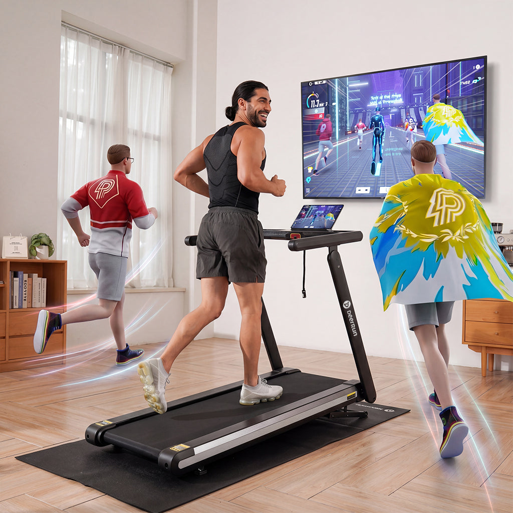 DeerRun X20 15% Auto-Incline Foldable Treadmill · Full Running Deck · 18 kph · 181kg Weight Capacity