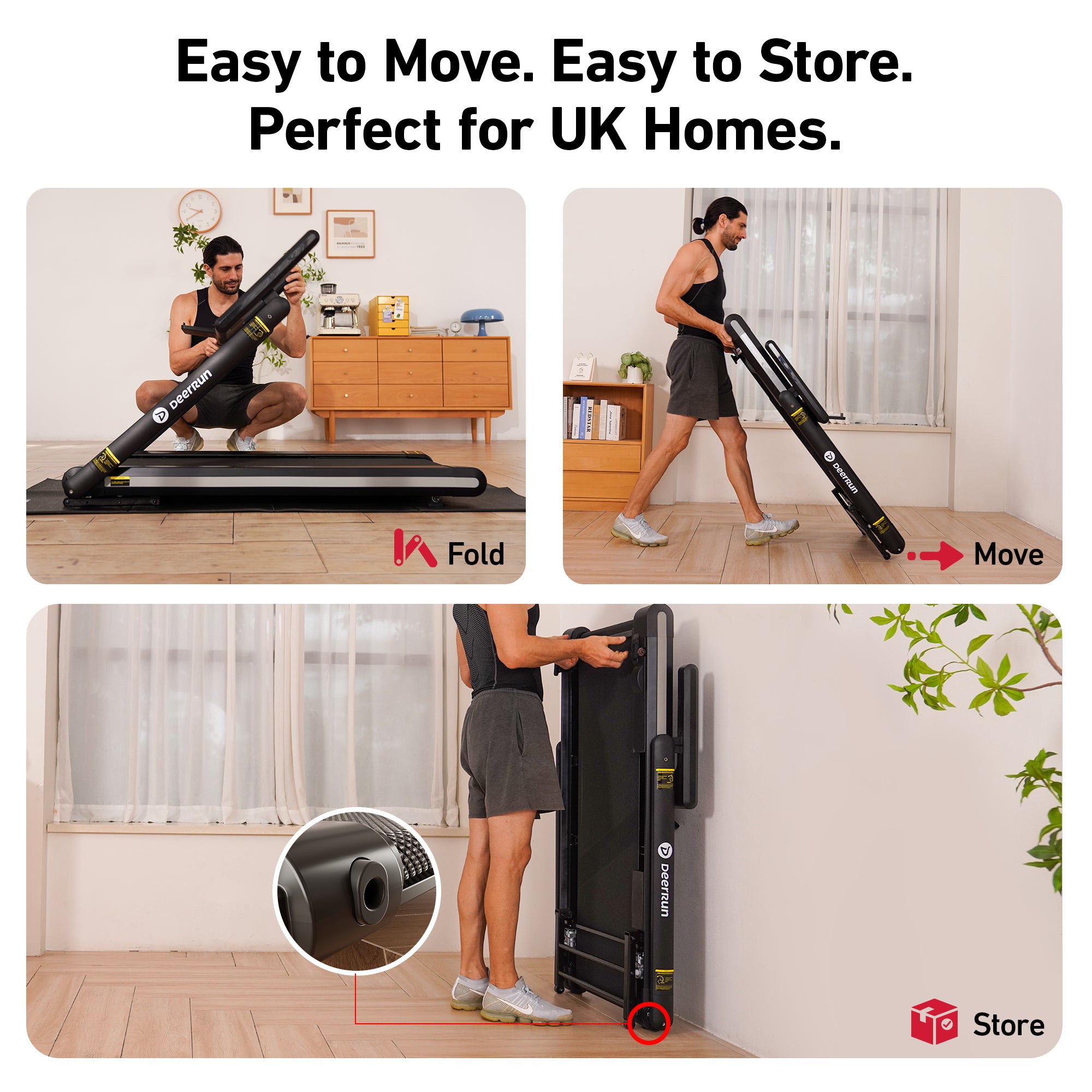 DeerRun X20 15% Auto-Incline Foldable Treadmill · Full Running Deck · 18 kph · 181kg Weight Capacity