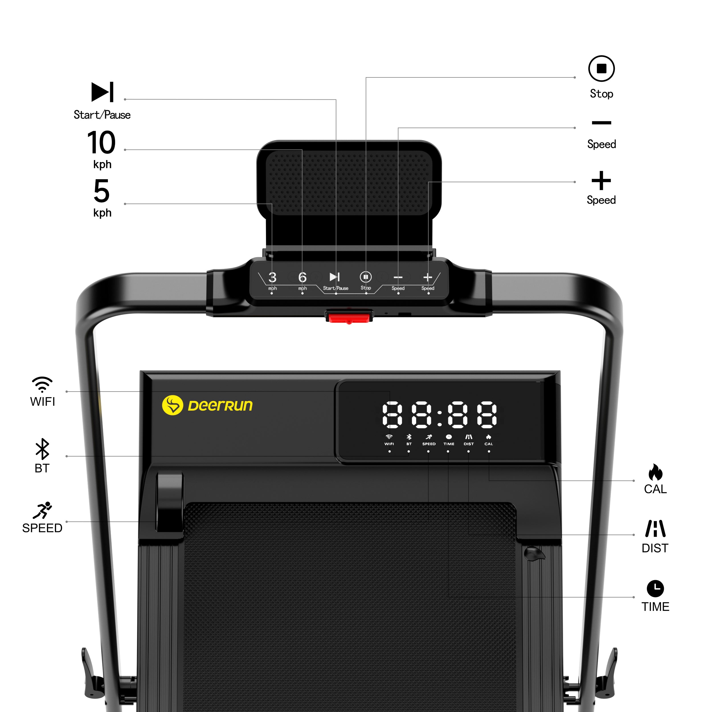 DeerRun A5 PRO Vitality – 2025 Smart 2-in-1 Foldable Treadmill, Upgraded Chip & NFC Support | 12kph, 145kg