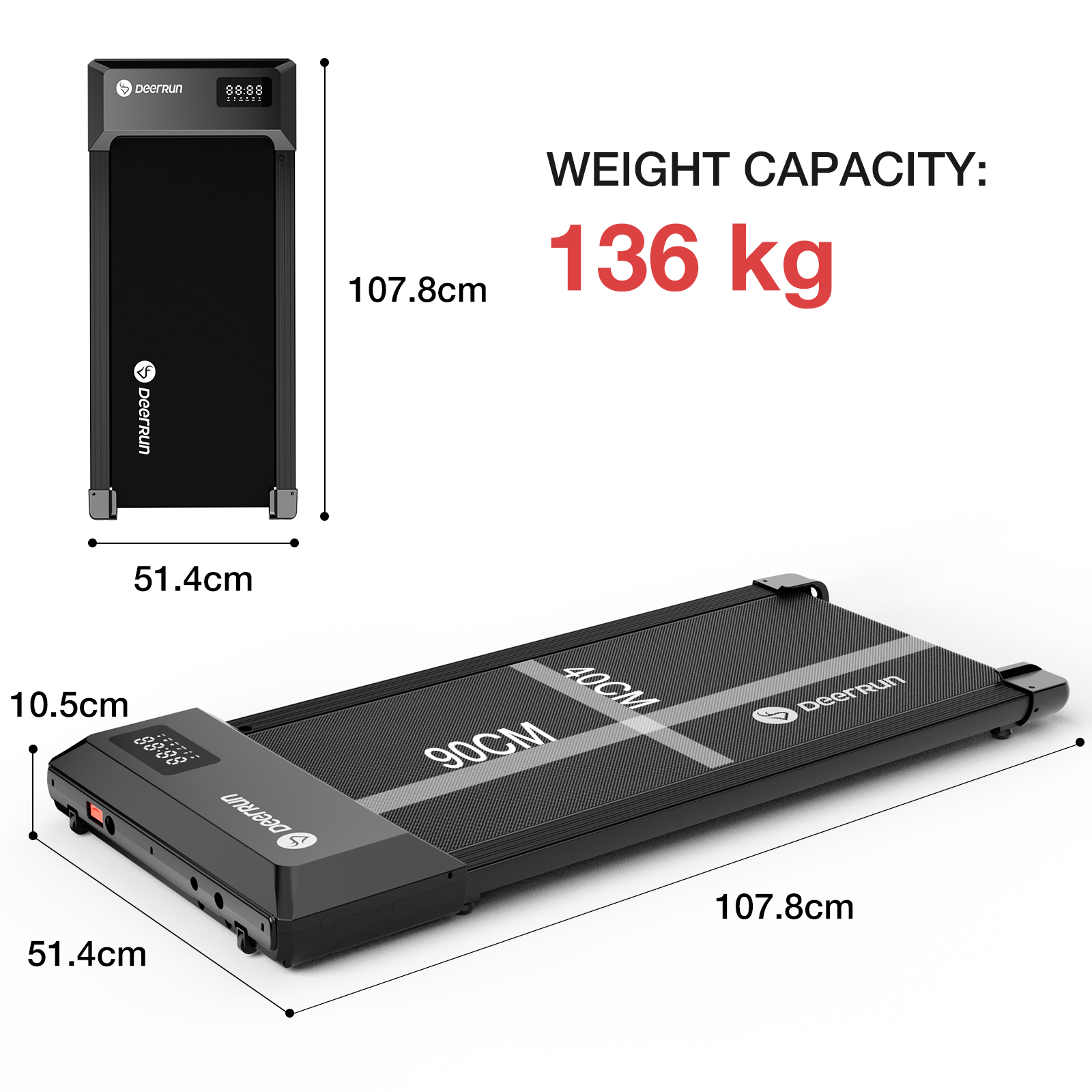 DeerRun® Q1 Mini Smart Under-Desk Treadmill with Training Courses, Ideal for Home Office Walking