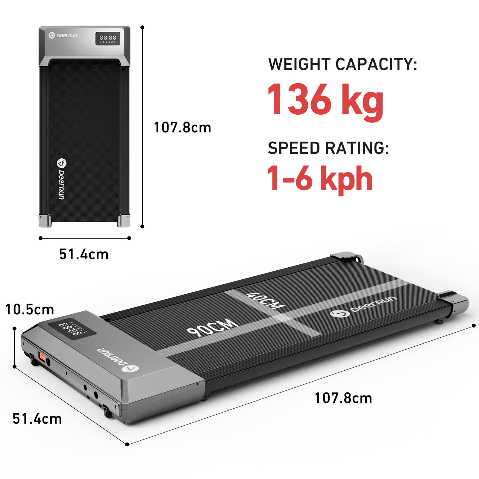 DeerRun Q1 Mini Smart Under Desk Walking Pad with Training Courses, Ideal for Home Office Walking