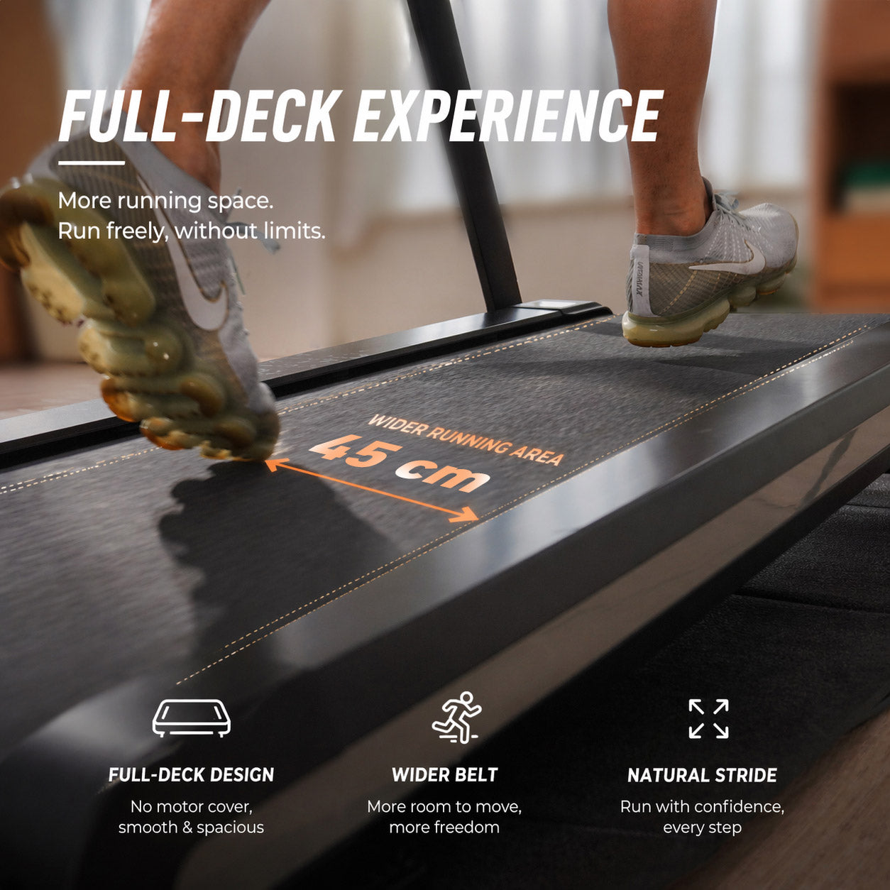 DeerRun X20 15% Auto-Incline Foldable Treadmill · Full Running Deck · 18 kph · 181kg Weight Capacity