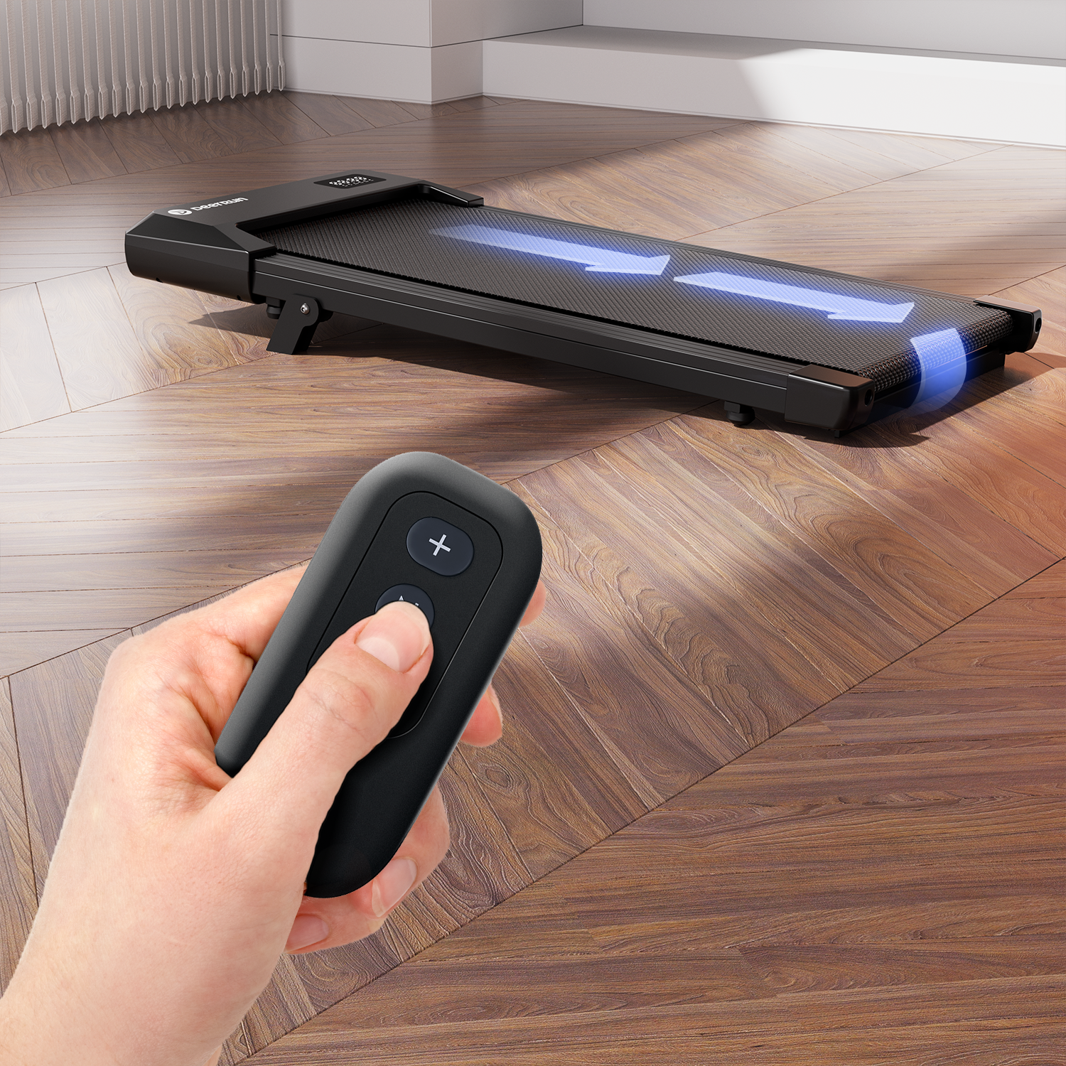 DeerRun Q2 Urban Under Desk Walking Pad with 7% Incline & Remote Control