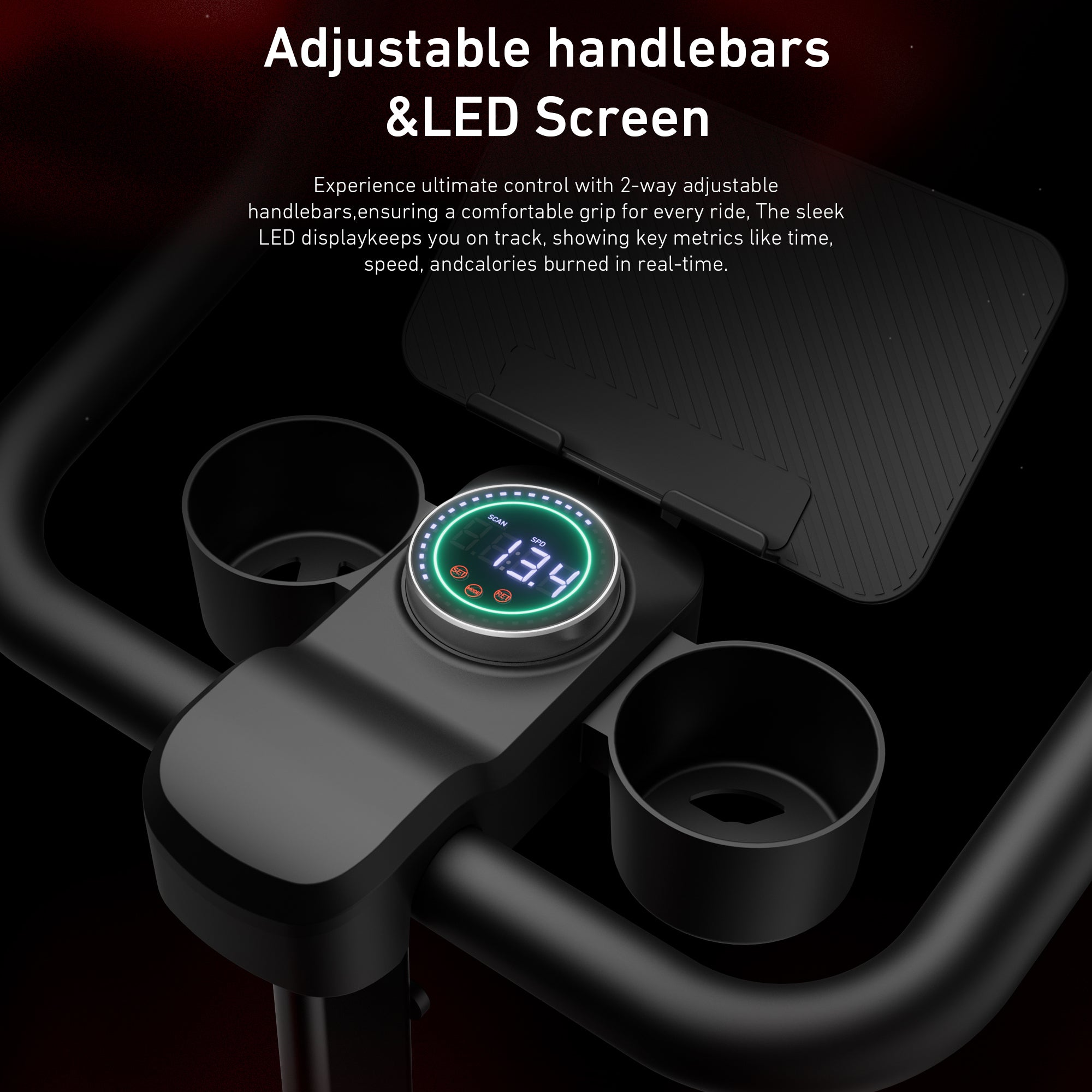 DeerRun S500 Pro King Size Indoor Exercise Bike for Tall Riders 32 Magnetic Resistance, LED Screen