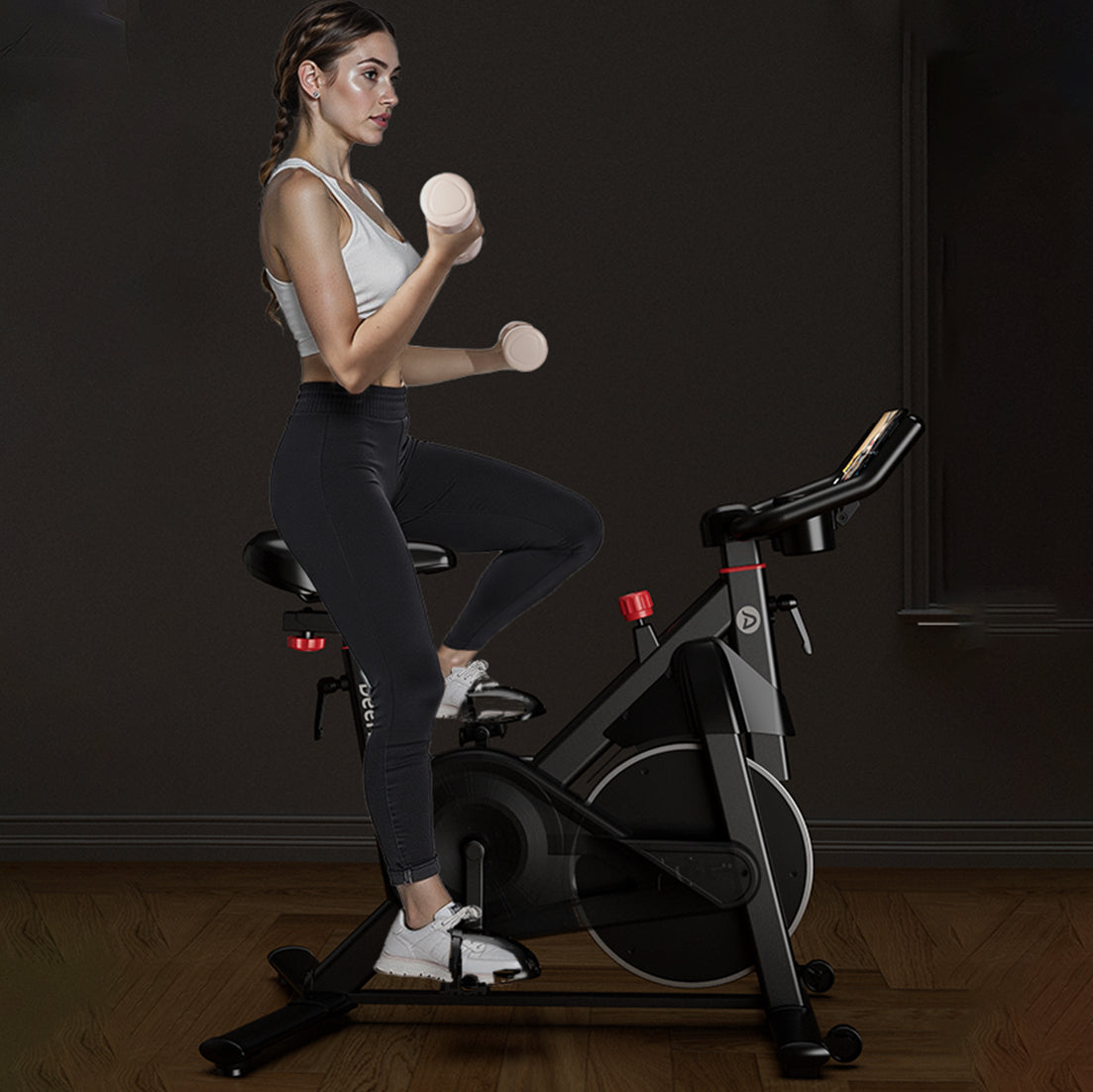 DeerRun S500 Pro King Size Indoor Exercise Bike for Tall Riders 32 Magnetic Resistance, LED Screen