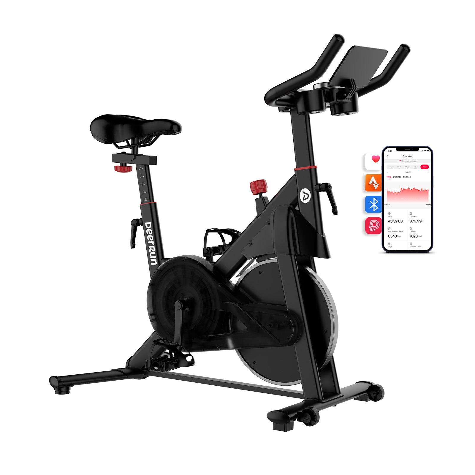 DeerRun S500 Pro King Size Indoor Exercise Bike for Tall Riders 32 Magnetic Resistance, LED Screen
